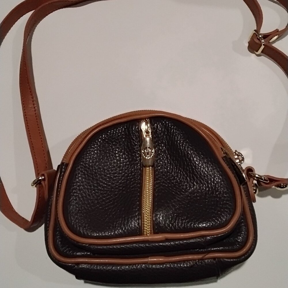 Vintage Dark brown and Tan Valentina leather crossbody bag
